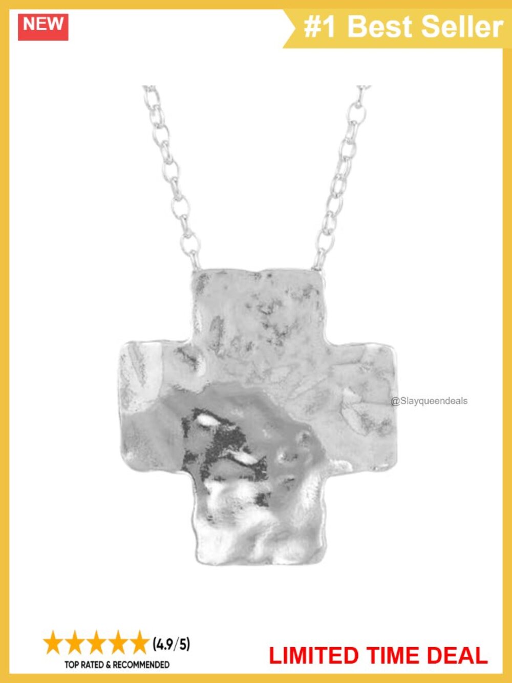 Sterling Silver Cross Pendant Necklace 18+2" Extender